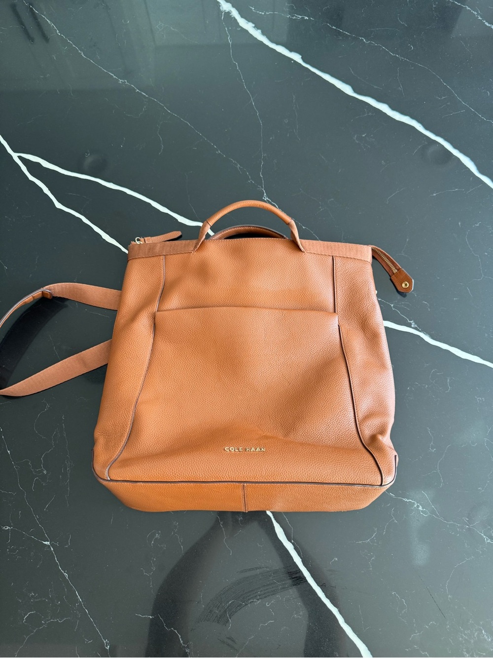 Cole Haan Cognac Leather Convertible Backpack